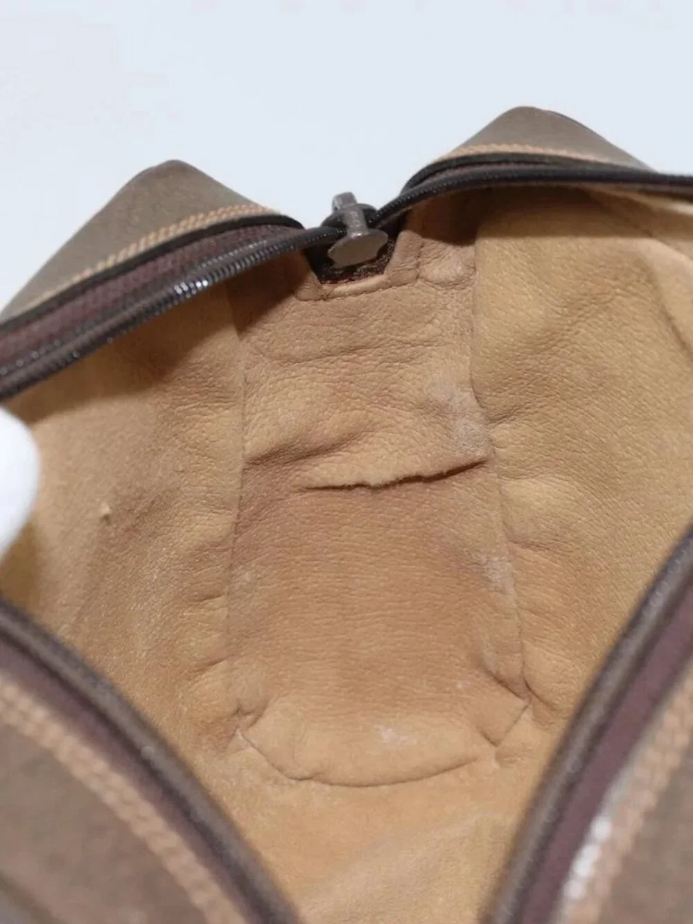 GUCCI GG Supreme Web Sherry Line Bag PVC Beige Gold 98 30 014 3553 Auth ka3094 - Picture 14 of 16